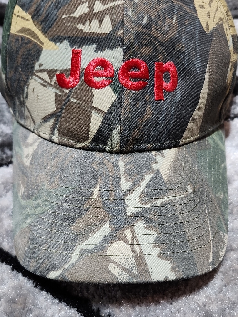 VINTAGE NISSIN JEEP RED EMBROIDERED CAMOUFLAGE COLLECTIBLE BASEBALL CAP HAT - Picture 3 of 13